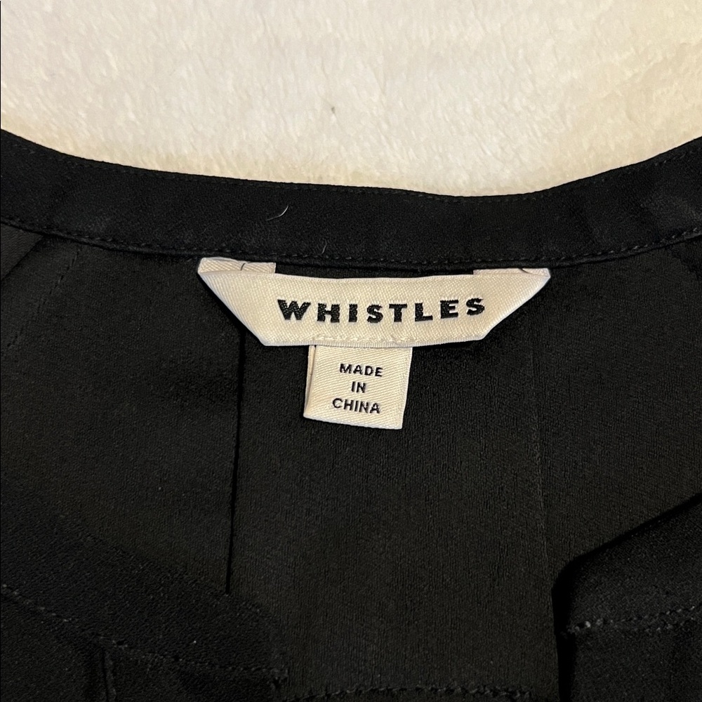 Whistles Zeta Ribbed Cuff Crepe Shift Dress Black Size 12 - Picture 12 of 15
